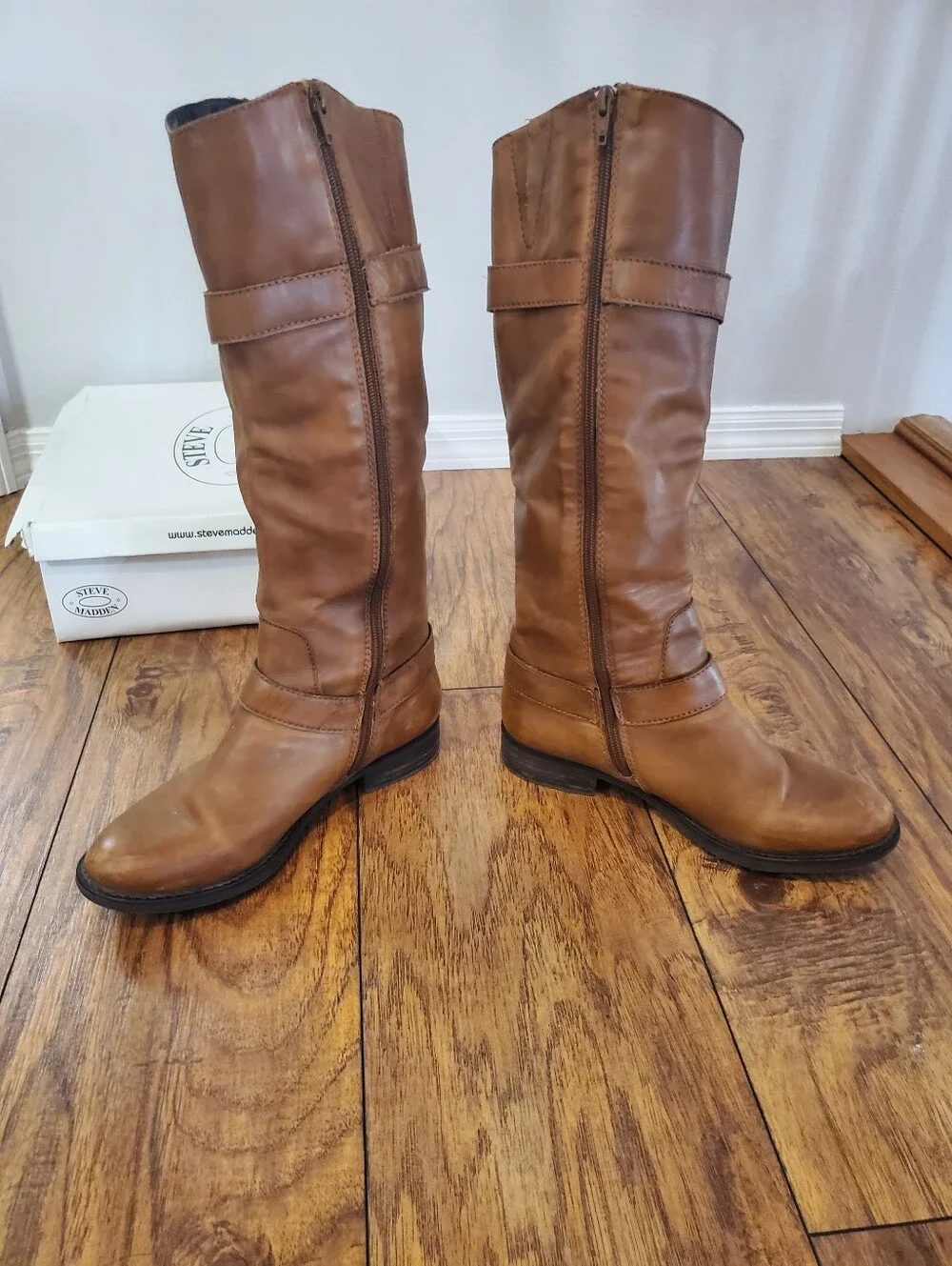 Steve Madden Pondrosa Taupe Brown Knee High Moto Boots Size 8